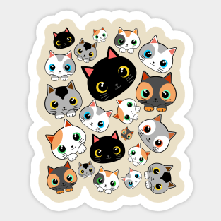 Kitty Cats Kawaii Cute Characters Childhood Pattern Sticker